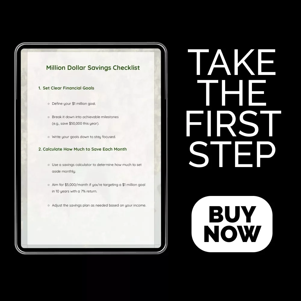 Million Dollar Savings Checklist | Smart Financial Planning Tool | How to Save a Million Dollars in 10 Years Calculator Inspired Digital Checklist