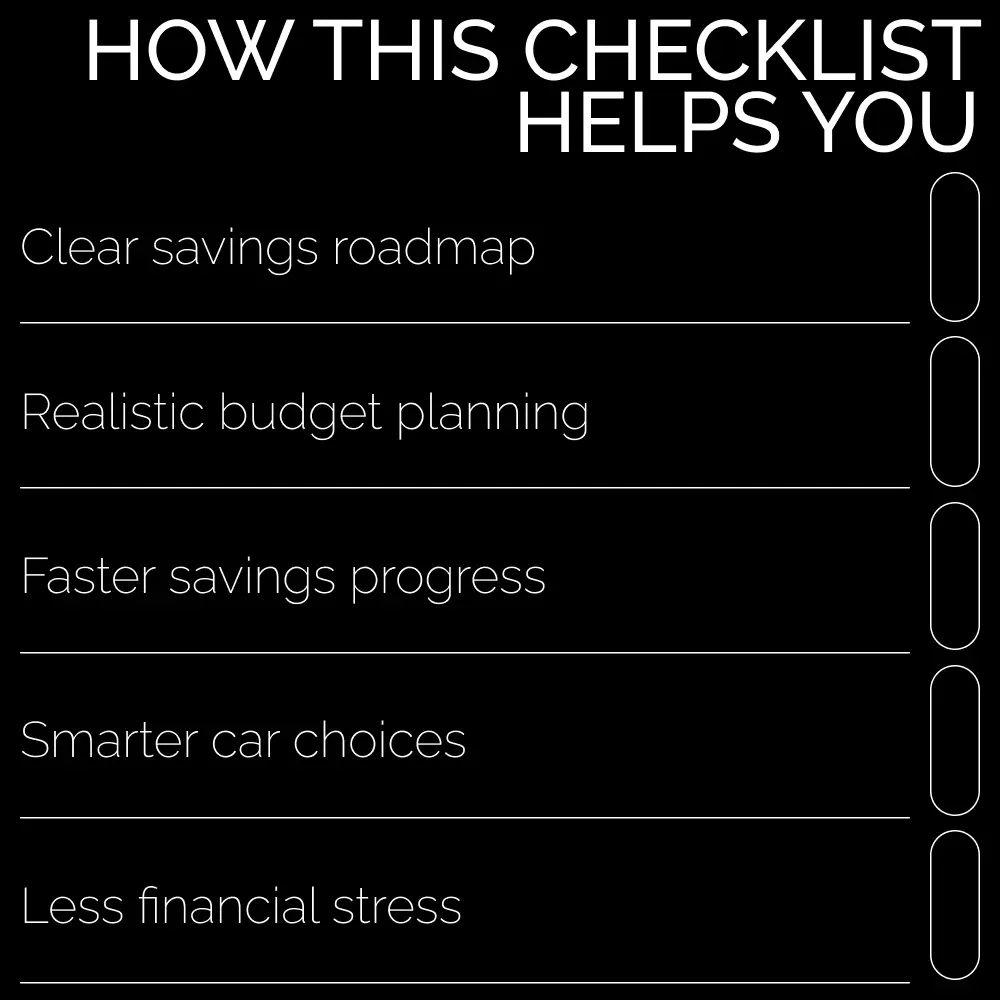 Keys to Cash: The Car Savings Checklist | Smart Car Fund Planner for Beginners | Simple Steps on how to start saving money for a car