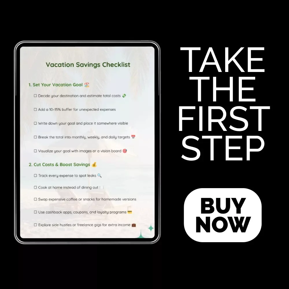 Vacation Savings Checklist – Plan, Save, and Travel Smarter with This Digital Guide