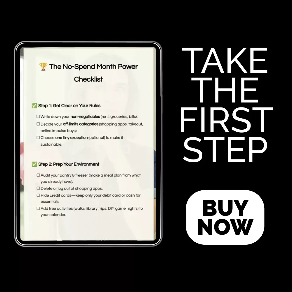 The No-Spend Month Power Checklist – How to Prepare for a No-Spend Month Printable Budget Reset Planner, Digital Download Savings Challenge Guide