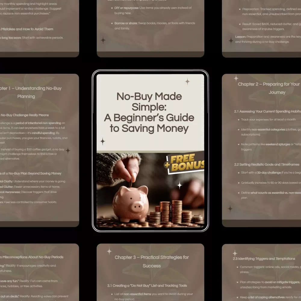 No-Buy Made Simple: A Beginner’s Guide to Saving Money – A Step-by-Step eBook for No-Buy Planning Success