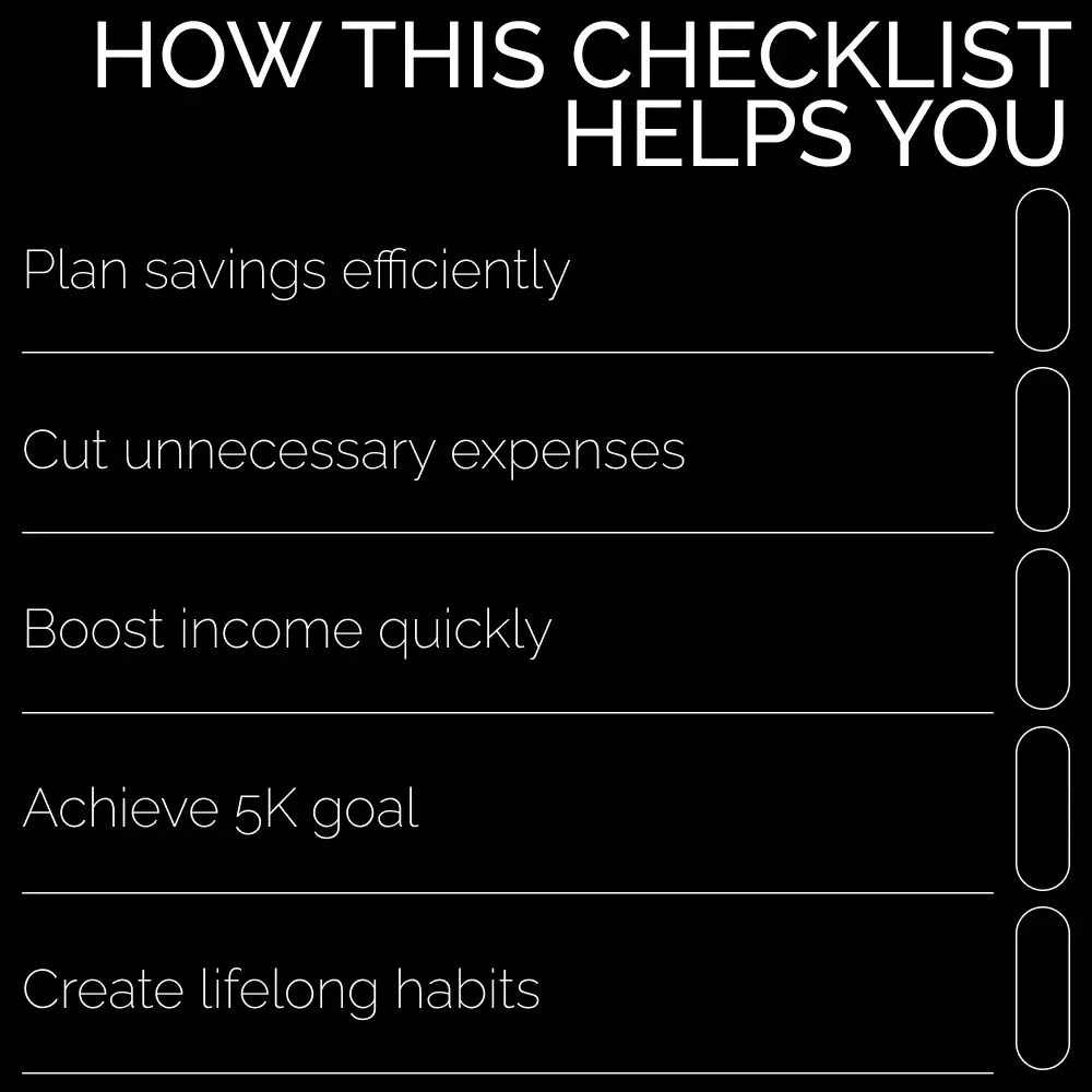 5K in 3 Months: Actionable Checklist | How to Save 5k in 3 Months Step-by-Step Guide for Budgeting, Side Hustles, and Smart Saving