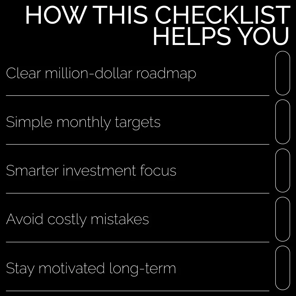Million Dollar Savings Checklist | Smart Financial Planning Tool | How to Save a Million Dollars in 10 Years Calculator Inspired Digital Checklist