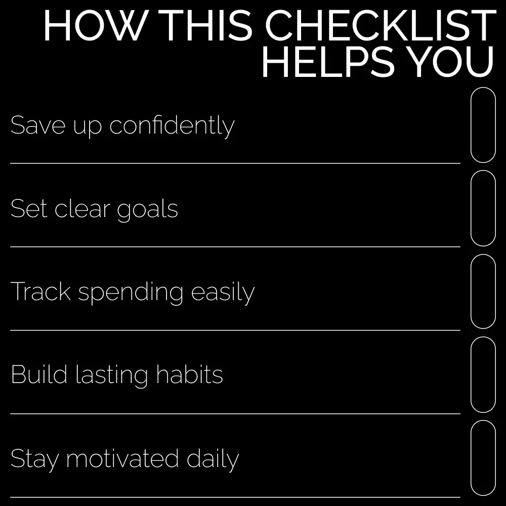 💰 Smart Saving Made Simple: Your Action Checklist | Printable Savings Checklist | Step-by-Step Budgeting, AI Tools & How to Save Up