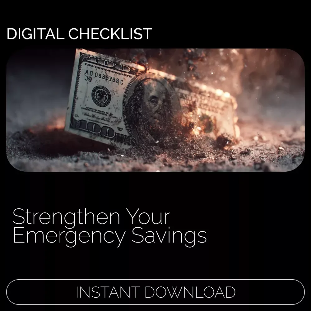 Emergency Fund Action Checklist | Building an Emergency Fund Checklist | Printable Money Checklist for Financial Stability & Savings Planning