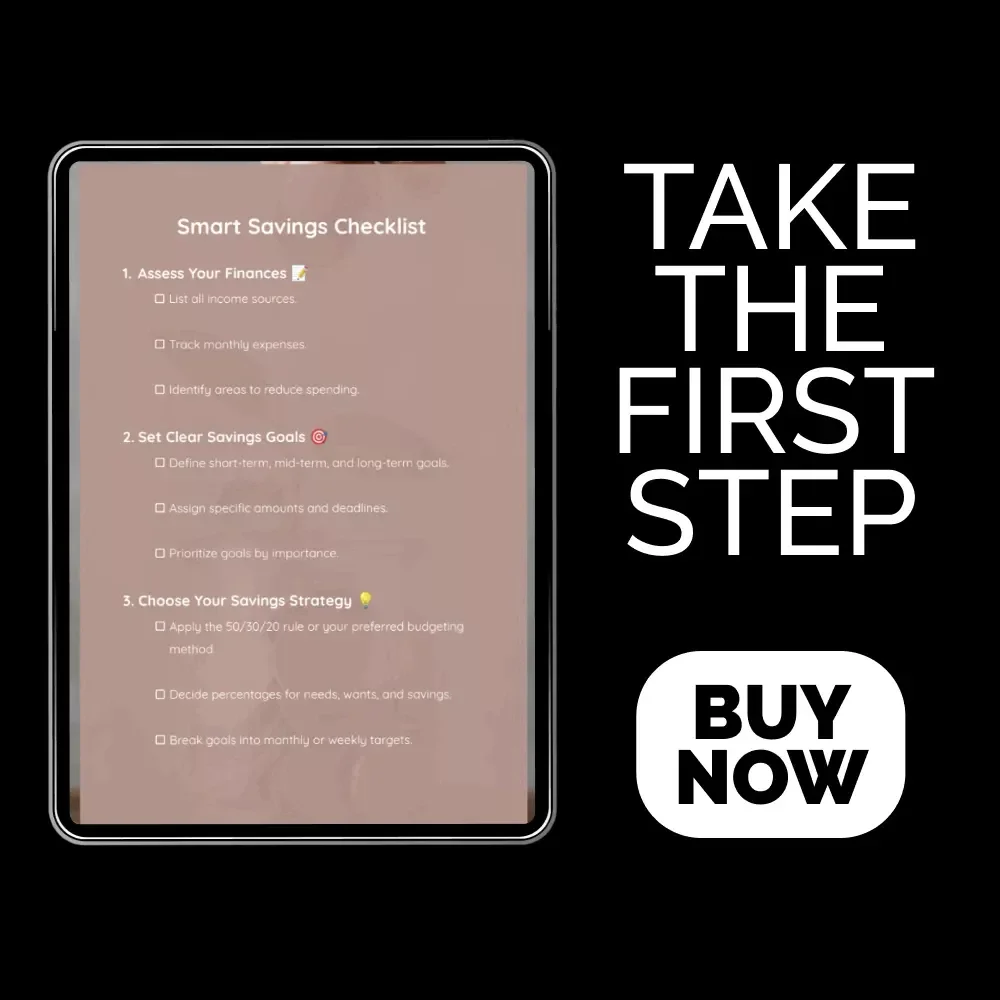 Smart Savings Checklist – Printable Guide on how to plan savings, Budget Planning Worksheet, Personal Finance Organizer, Digital Download