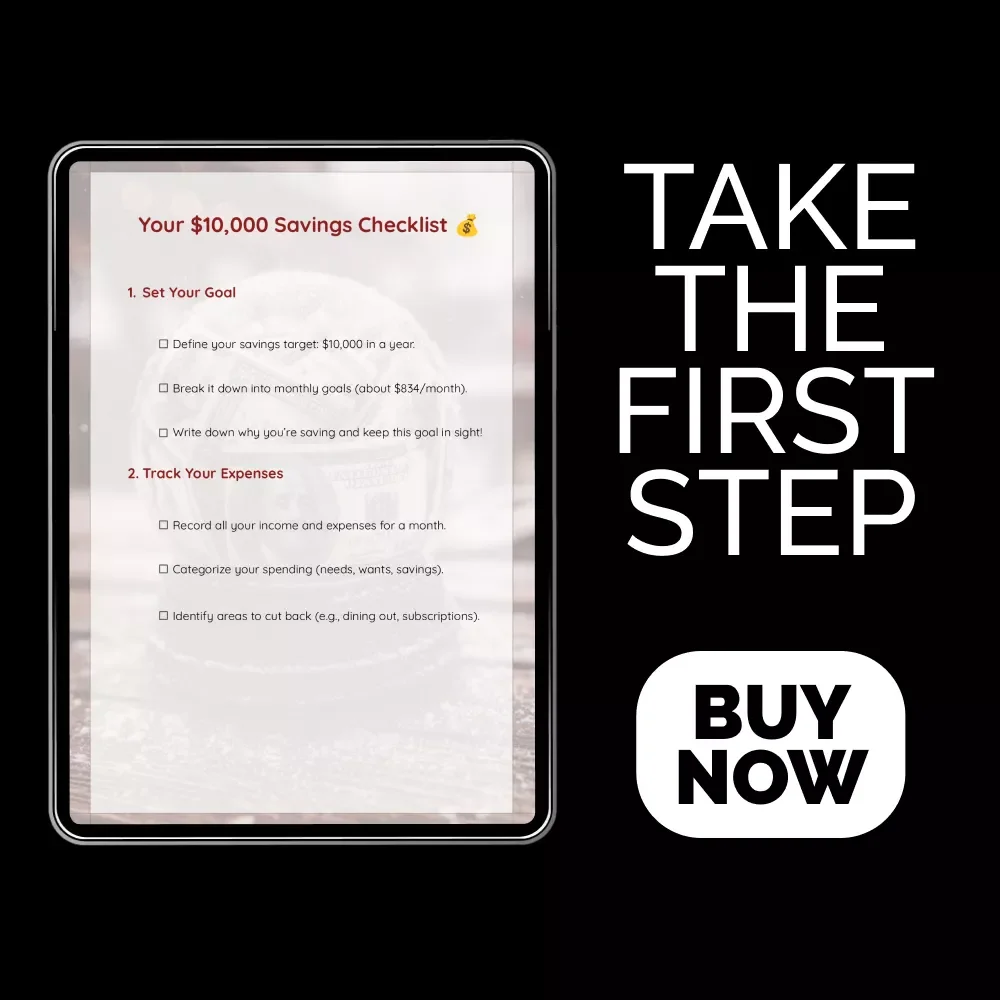 Your $10,000 Savings Checklist 💰 | Simple Step-by-Step Plan on how to save $10 000 in a year | Printable Money Saving Checklist