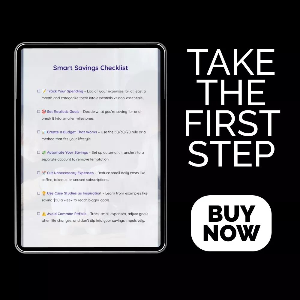 Smart Savings Checklist | Printable Money Checklist | Simple Budget & AI Tools Guide for Anyone Learning How to Save Better