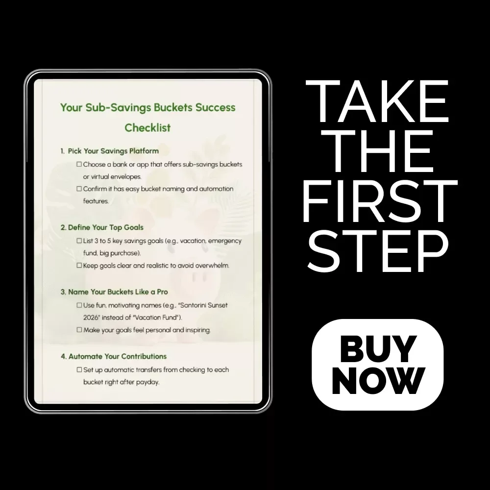 Your Sub-Savings Buckets Success Checklist | Step-by-Step Guide on How to Set Up Sub-Savings Buckets for Goals, Automation & Smart Saving