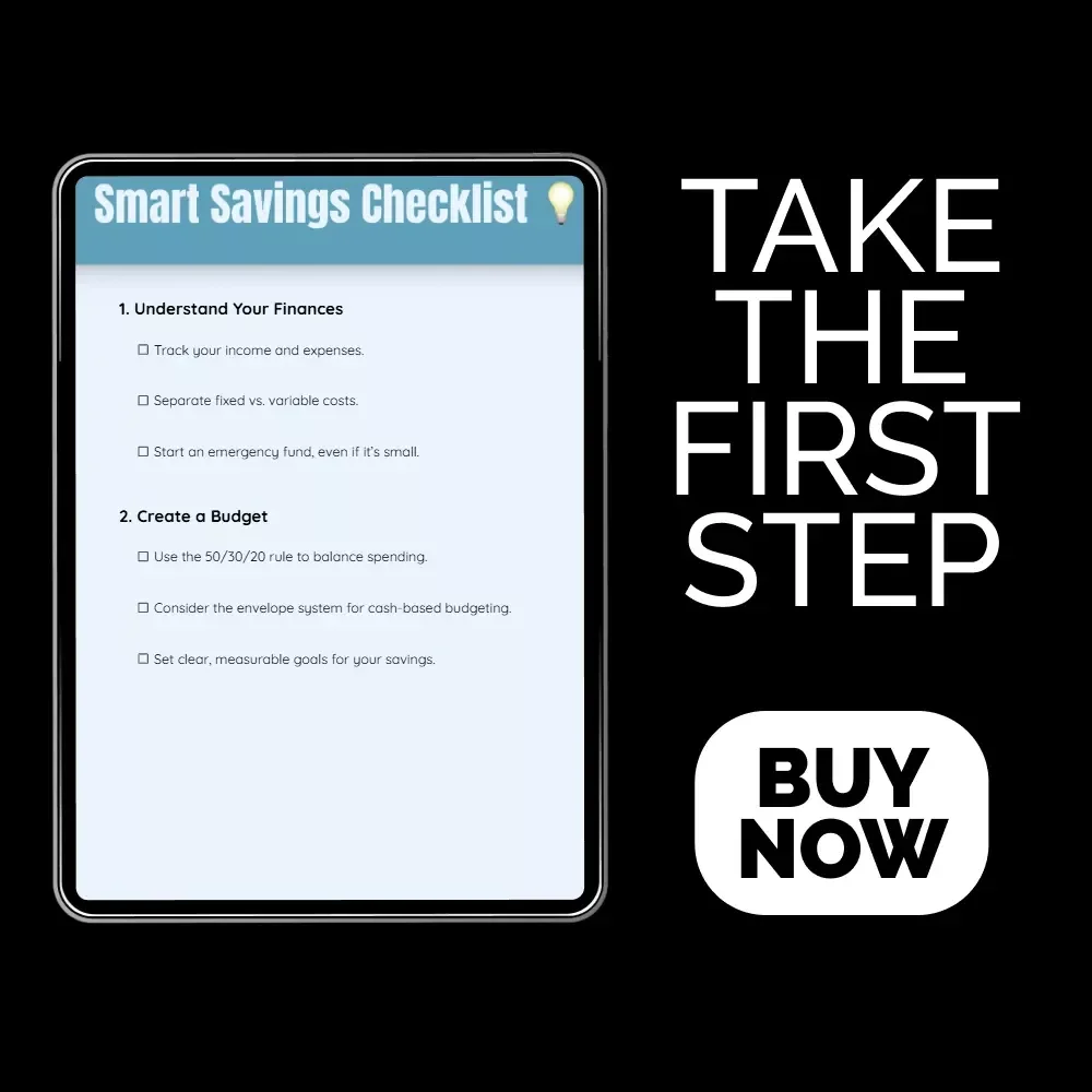 Smart Savings Checklist | How to Save Money with Low Income | Budgeting & Smart Financial Planning Digital Checklist