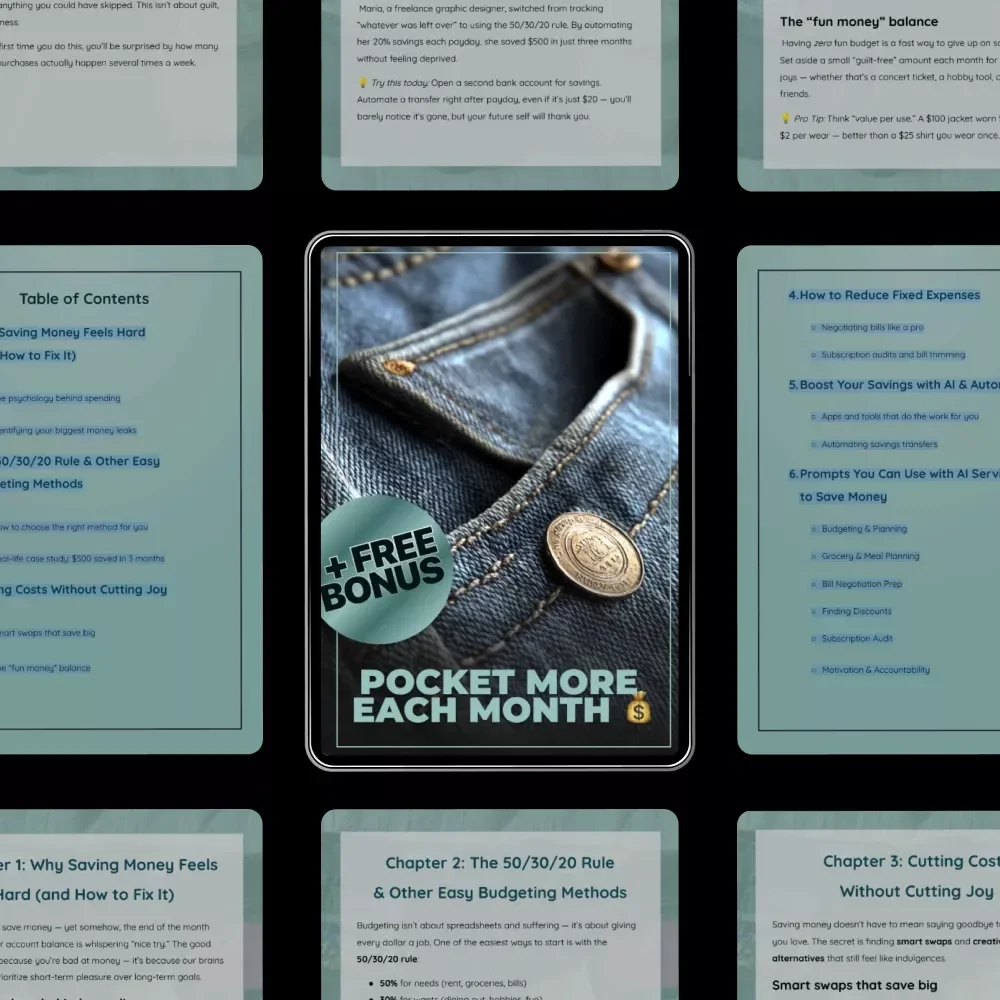 Pocket More Each Month | Smart Money-Saving Ebook Guide on How to Save Money Each Month