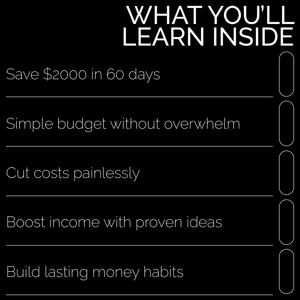 Save $2000 in 2 Months Challenge | Step-by-Step Ebook Guide on How to Save 2000 in 2 months, Budget Smarter, Cut Costs & Boost Income Fast
