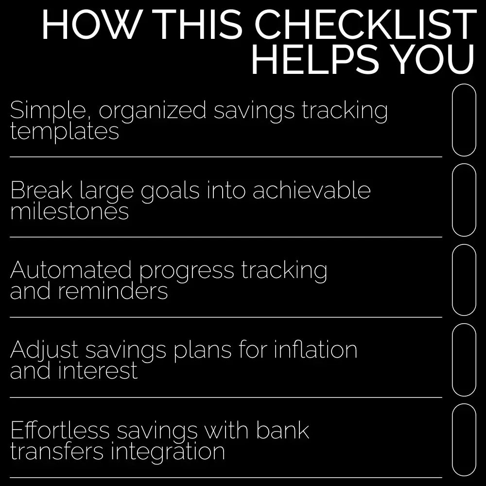 Your Actionable Savings Goals Checklist - Track Your Financial Progress with a Custom Savings Goal Spreadsheet