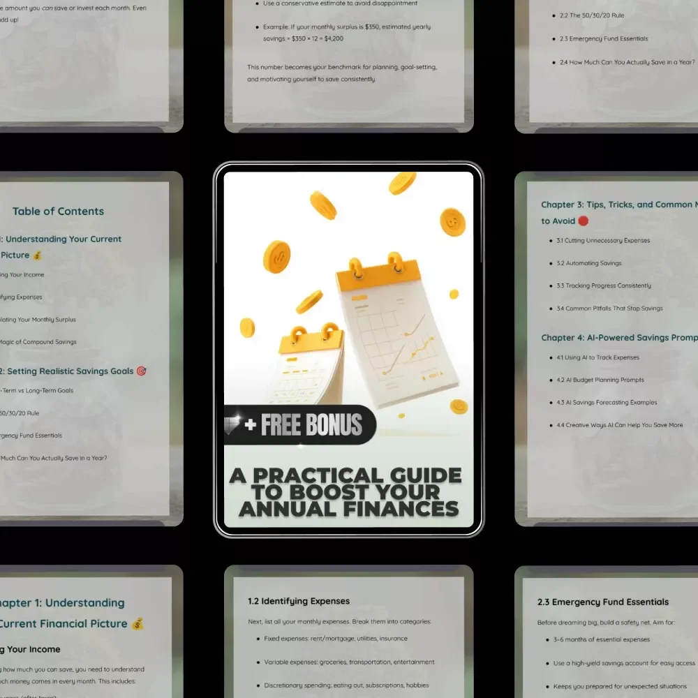 A Practical Guide to Boost Your Annual Finances | Savings Guide for Beginners | Digital Budgeting Workbook | Financial Planning PDF | how much can i save in a year Checklist & Money Management Guide