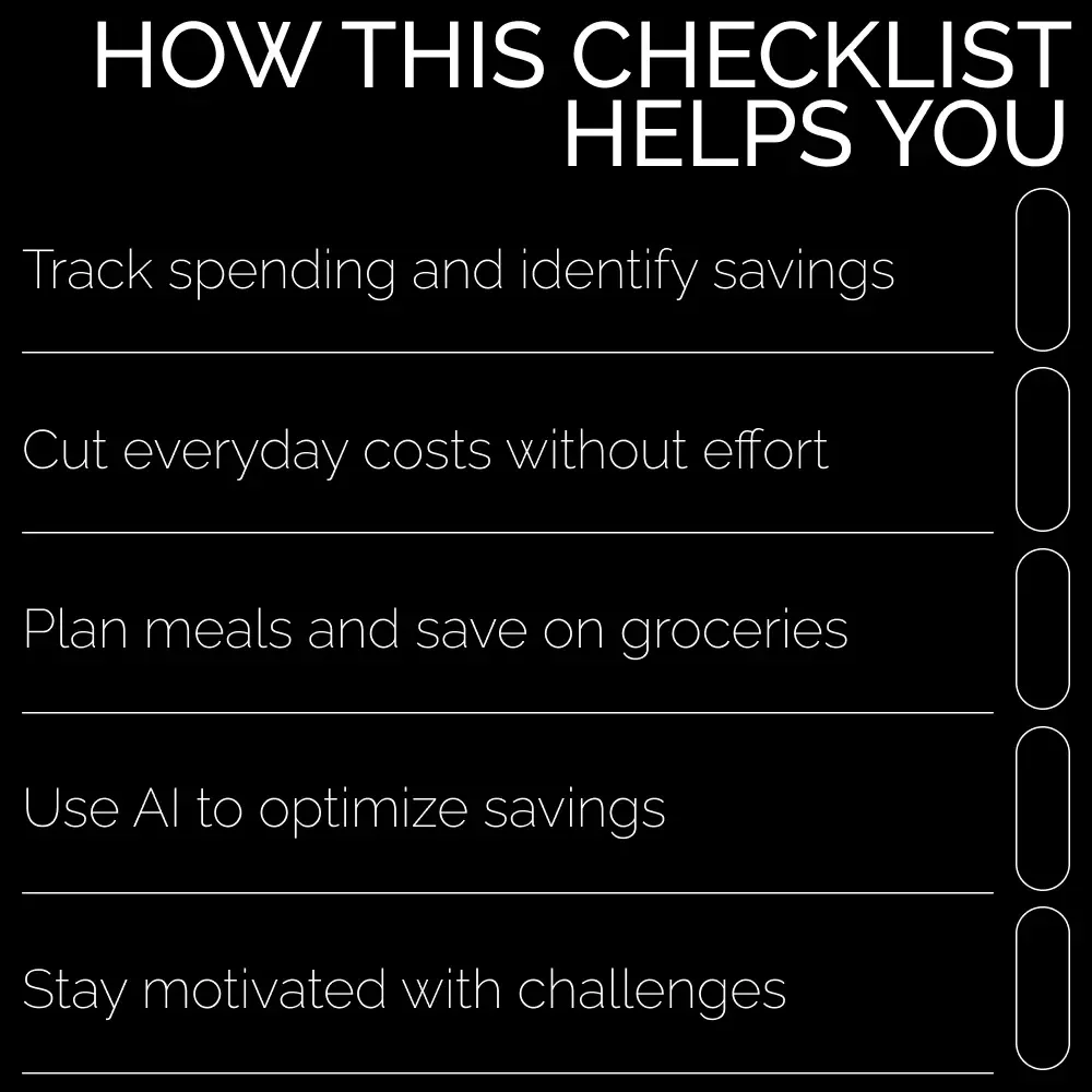 Everyday Money-Saving Checklist: A Practical Guide to Cutting Costs, Budgeting & Saving More