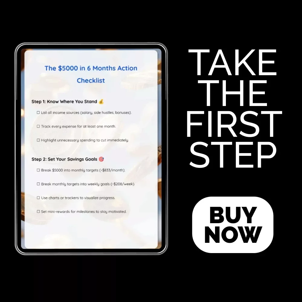 The $5000 in 6 Months Action Checklist: A Step-by-Step Guide to Achieving Your Savings Goal