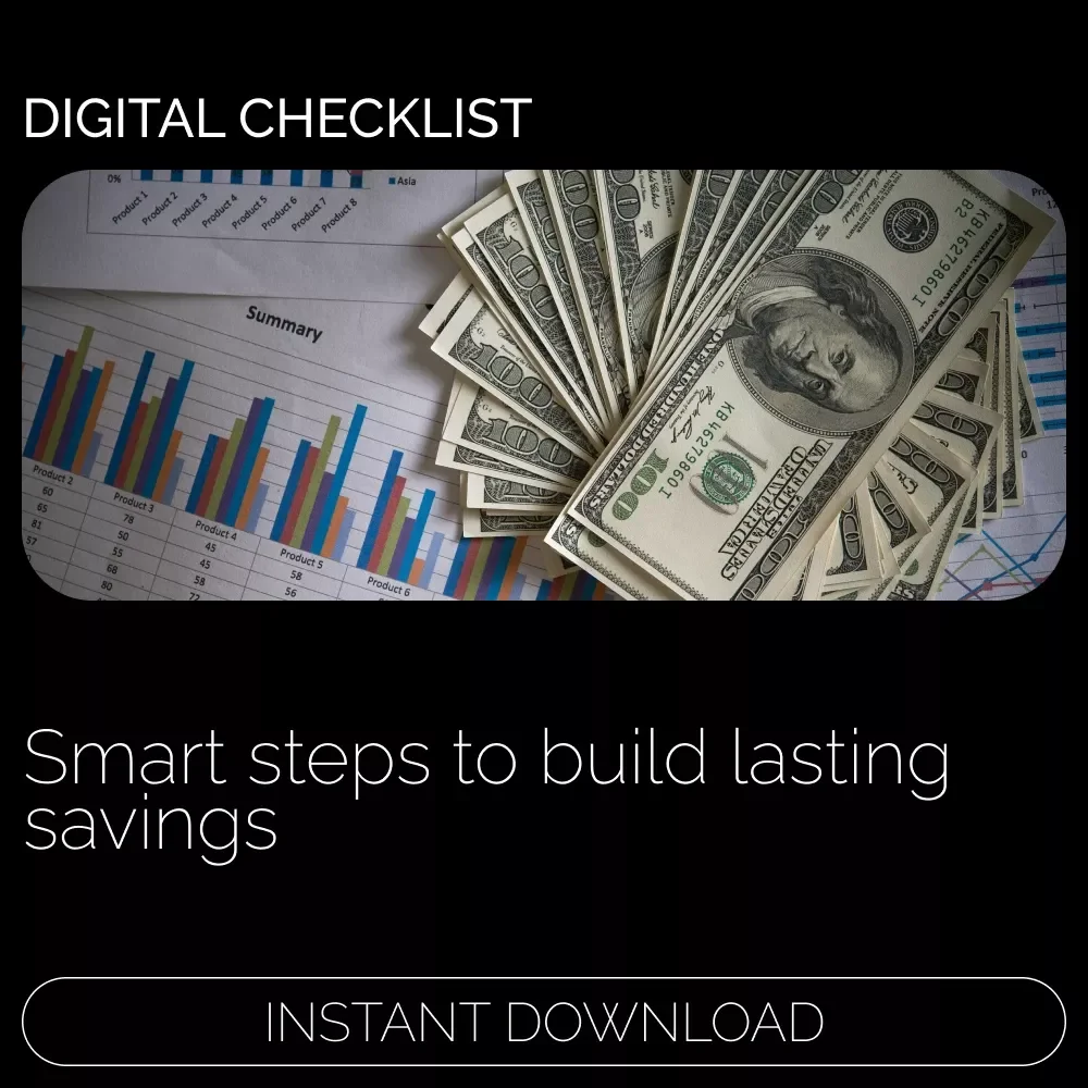 Smart Savings Checklist – Printable Guide on how to plan savings, Budget Planning Worksheet, Personal Finance Organizer, Digital Download