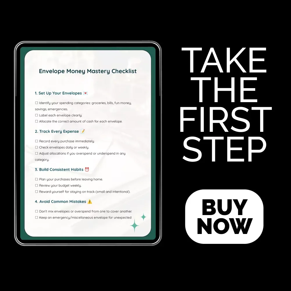 Envelope Money Mastery Checklist – Saving Money Envelopes System for Simple Budgeting, Cash Stuffing Planner, Smart Spending & Stress-Free Savings