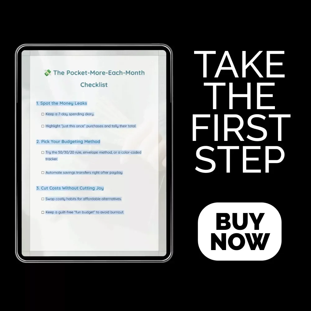 The Pocket-More-Each-Month Checklist | How to Save Money Each Month | Simple Budgeting & Smart Savings Digital Download