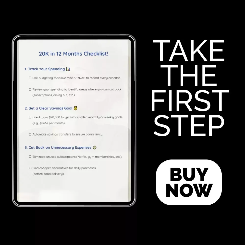 20K in 12 Months Checklist! | Simple Savings Planner & Step-by-Step Guide on How to Save 20000 in a Year