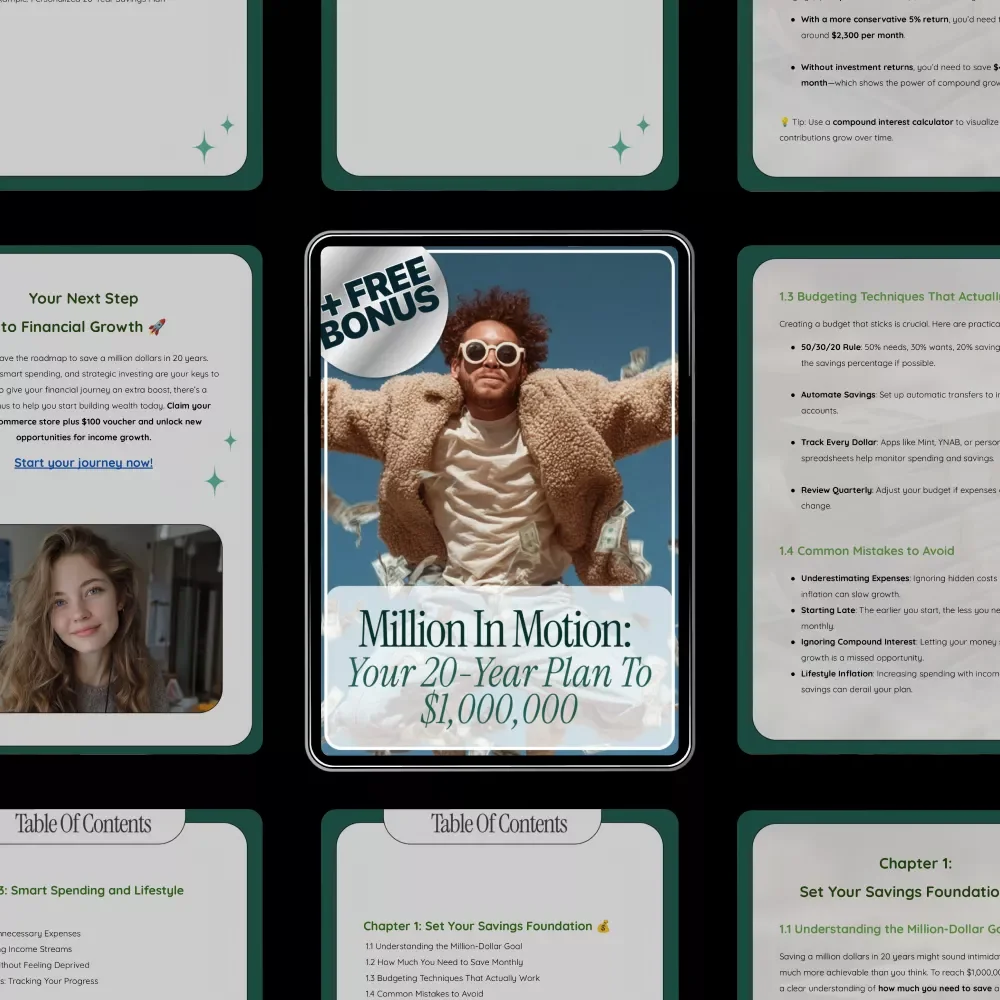 Million in Motion: Your 20-Year Plan to $1,000,000 – Smart Wealth Building Guide | How to Save a Million Dollars in 20 Years | Long-Term Financial Planning PDF