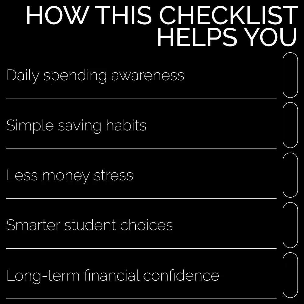 Spend Less, Study More | Daily Student Budget Checklist | Simple Guide for how to save money daily as a student