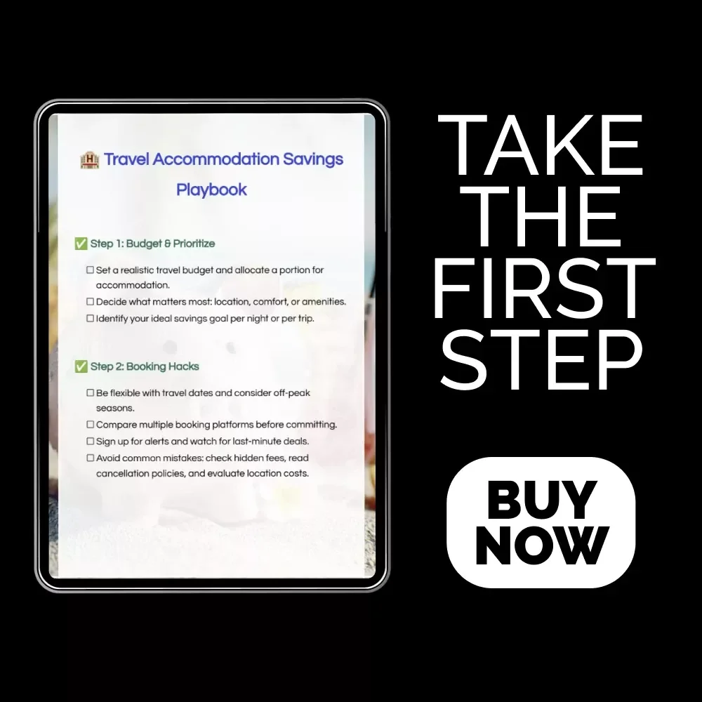 Travel Accommodation Savings Playbook – Checklist Guide on how to save money on accommodation while traveling | Budget Travel Planner & Booking Hacks Digital Download