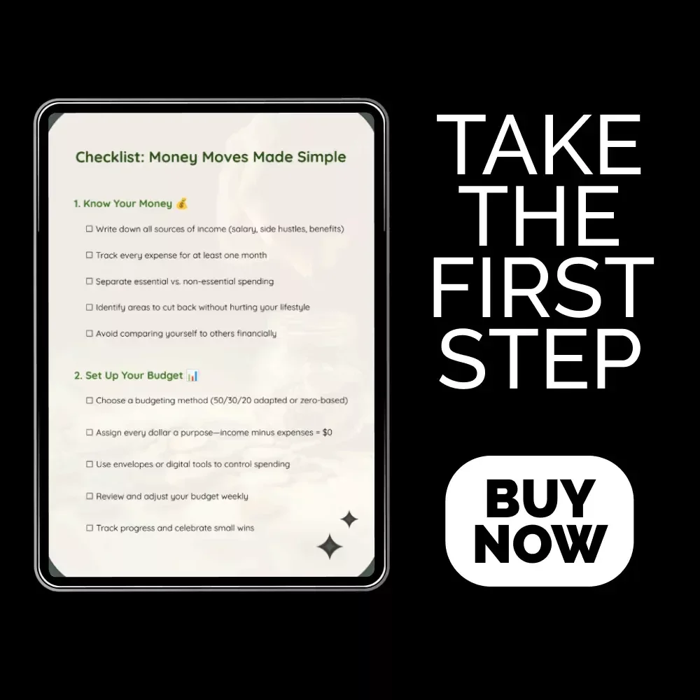 Checklist: Money Moves Made Simple – How to Budget and Save Money on a Low Income, Digital Download Guide for Smart Spending