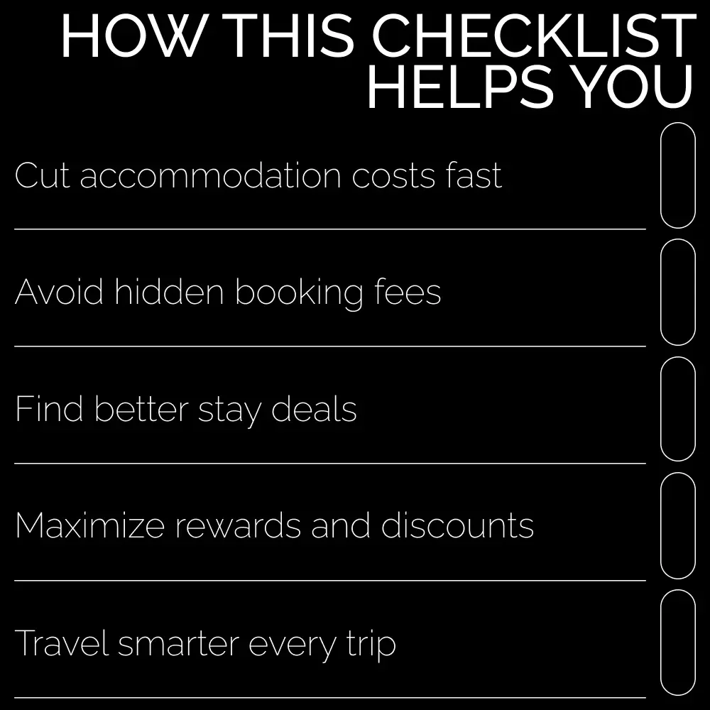 Travel Accommodation Savings Playbook – Checklist Guide on how to save money on accommodation while traveling | Budget Travel Planner & Booking Hacks Digital Download