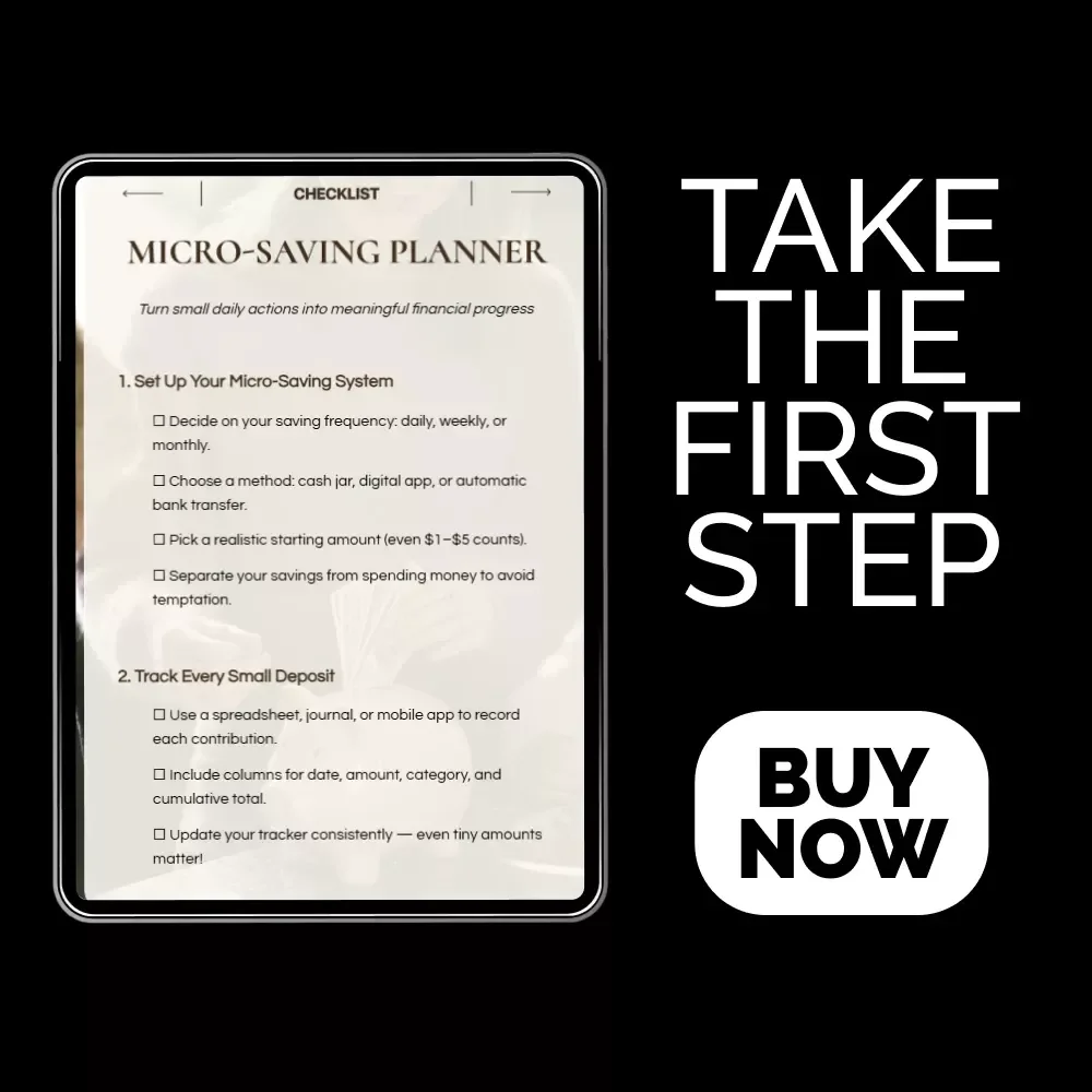 Micro-Saving Planner Checklist | Printable Micro Saving Planner Digital Download | Minimalist Savings Tracker & AI-Optimized Budget Checklist
