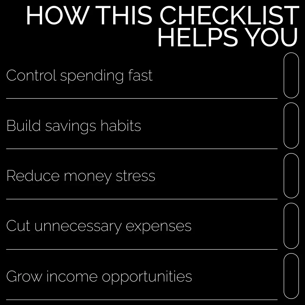 Student Savings Made Simple – Printable Checklist Guide on how to start saving money as a student | Budget Planner PDF for College & University Students