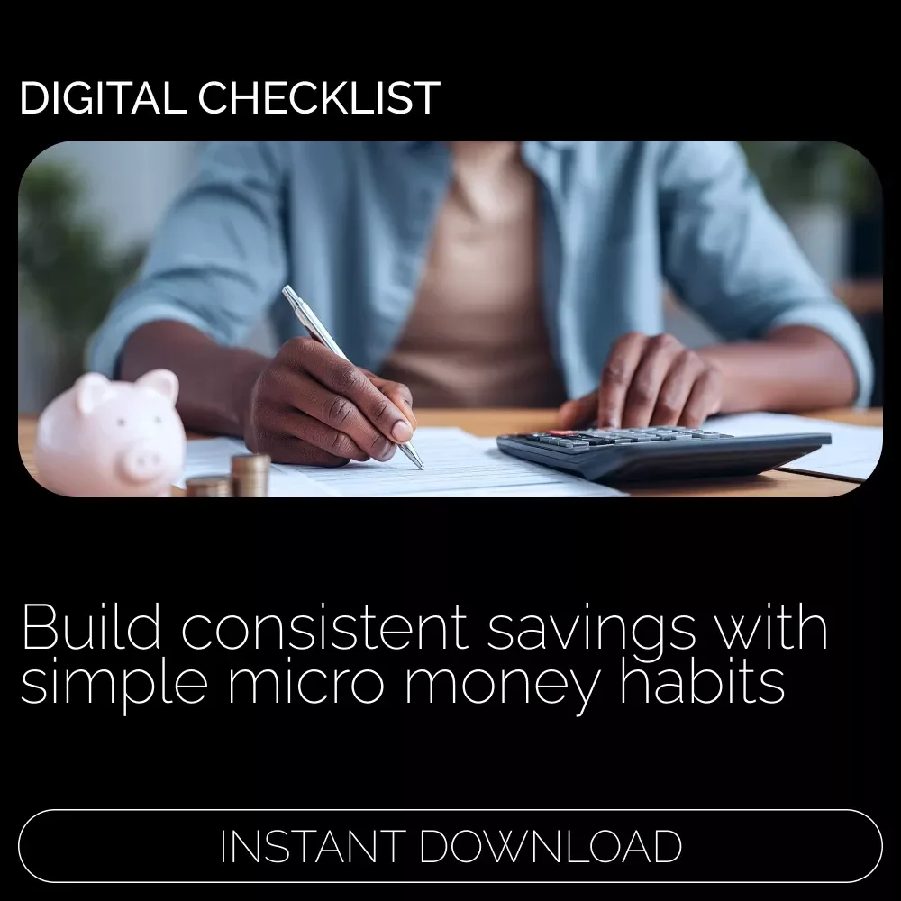 Micro-Saving Planner Checklist | Printable Micro Saving Planner Digital Download | Minimalist Savings Tracker & AI-Optimized Budget Checklist