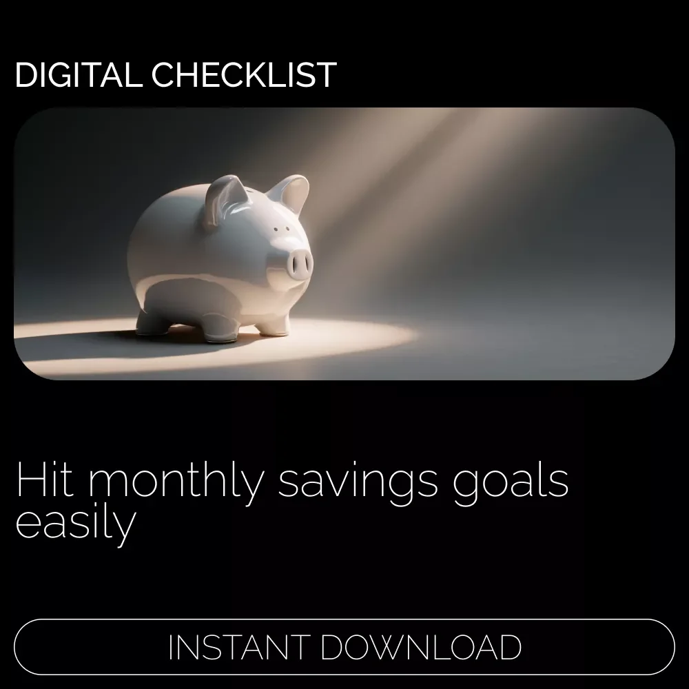 Hit Your Monthly Savings Goals Checklist | Printable Monthly Savings Goal Checklist, Budget Planner, Smart Money Tracker