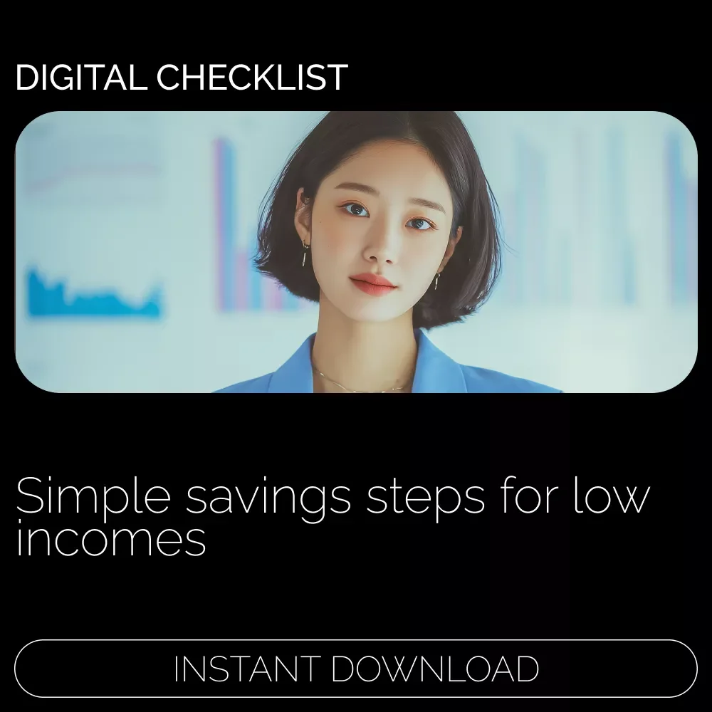 Checklist: Smart Saving Steps for Low-Income Earners | Simple Budget Planner & Saving Goal Plan for Low-Income Earners | Printable Digital Checklist