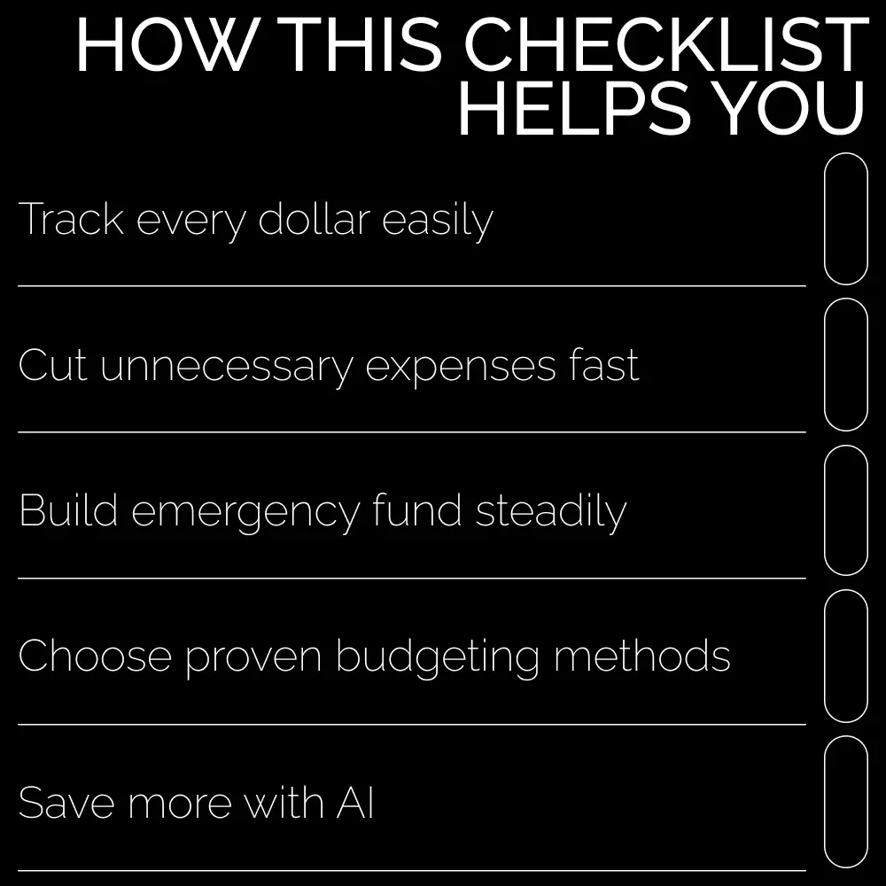 Low-Income Money Mastery Checklist – Printable Budget Planner PDF | Best Way to Save Money with Low Income | Simple Savings & Emergency Fund Builder