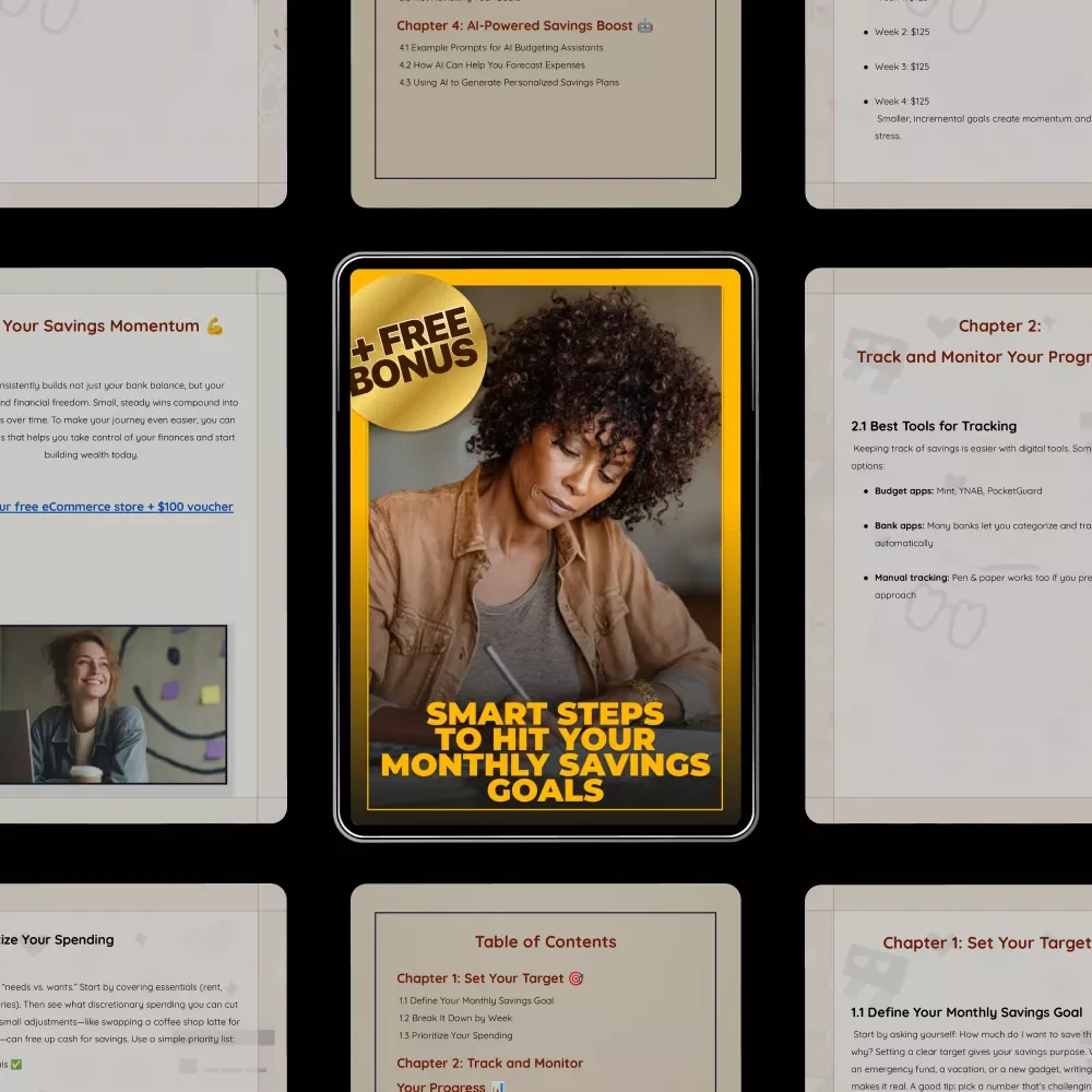 Smart Steps to Hit Your Monthly Savings Goals | Monthly Savings Planner Guide, Monthly Savings Goal Checklist, Budget Tracking & AI Savings Tools