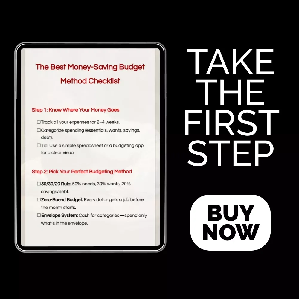 The Best Money-Saving Budget Method Checklist | Best Budgeting Method to Save Money | Printable Budget Planner Checklist | Digital Download