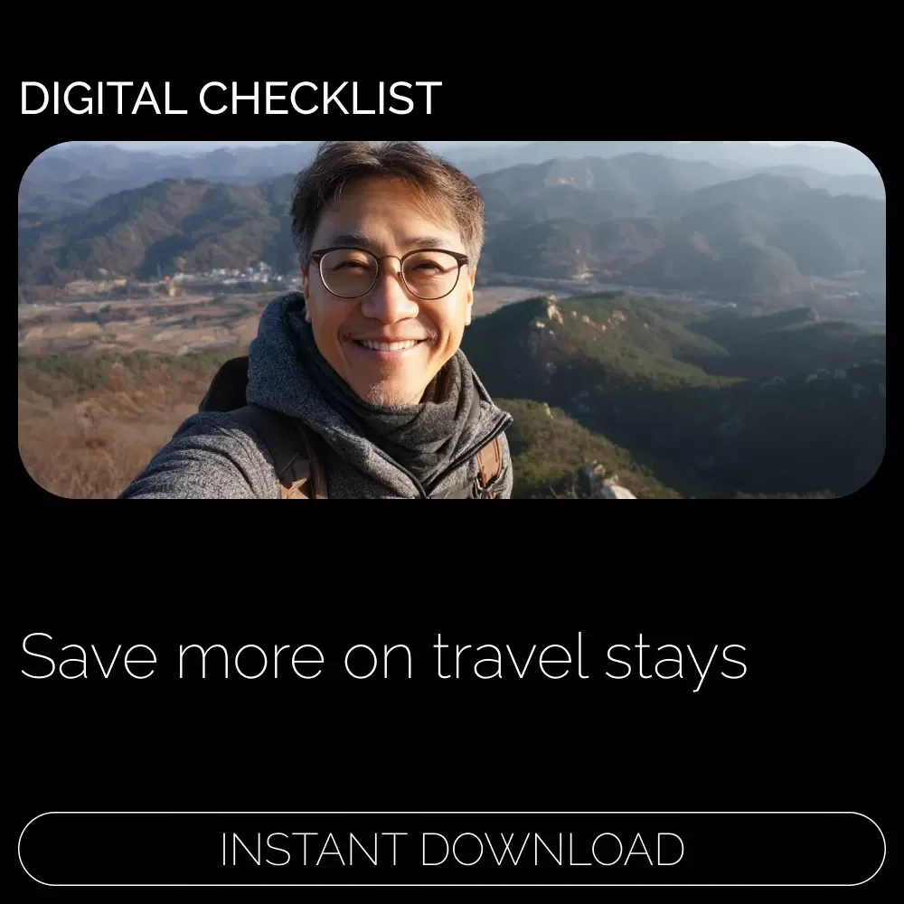 Travel Accommodation Savings Playbook – Checklist Guide on how to save money on accommodation while traveling | Budget Travel Planner & Booking Hacks Digital Download