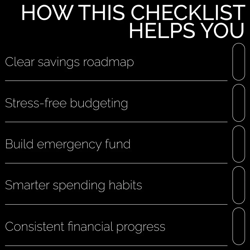 Checklist: Smart Saving Steps for Low-Income Earners | Simple Budget Planner & Saving Goal Plan for Low-Income Earners | Printable Digital Checklist