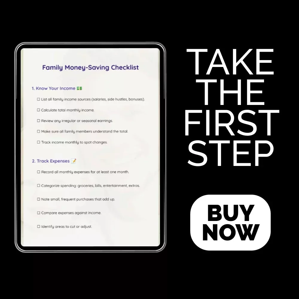 Family Money-Saving Checklist: How to Save Money as a Family – Digital Download Guide