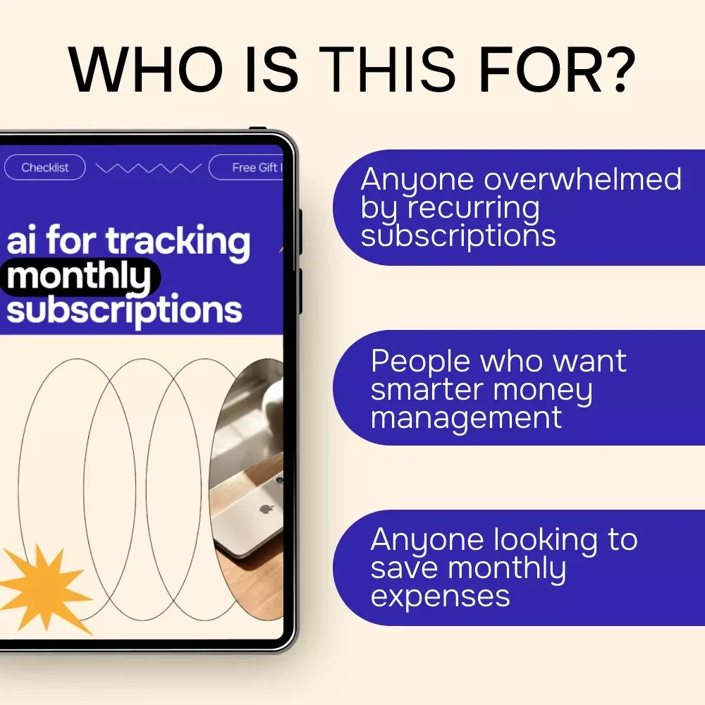 AI for Tracking Monthly Subscriptions – Smart Budgeting Guide, Digital Download, AI Subscription Tracker, Monthly Expenses Organizer, Personal Finance eBook