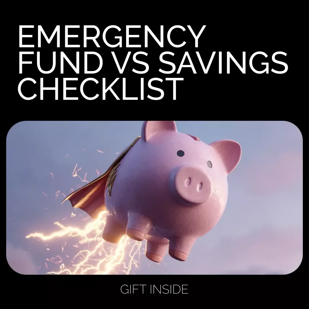Emergency Fund vs Savings Checklist | Printable Personal Finance Checklist | Money Management PDF | Emergency Fund vs Savings Tips