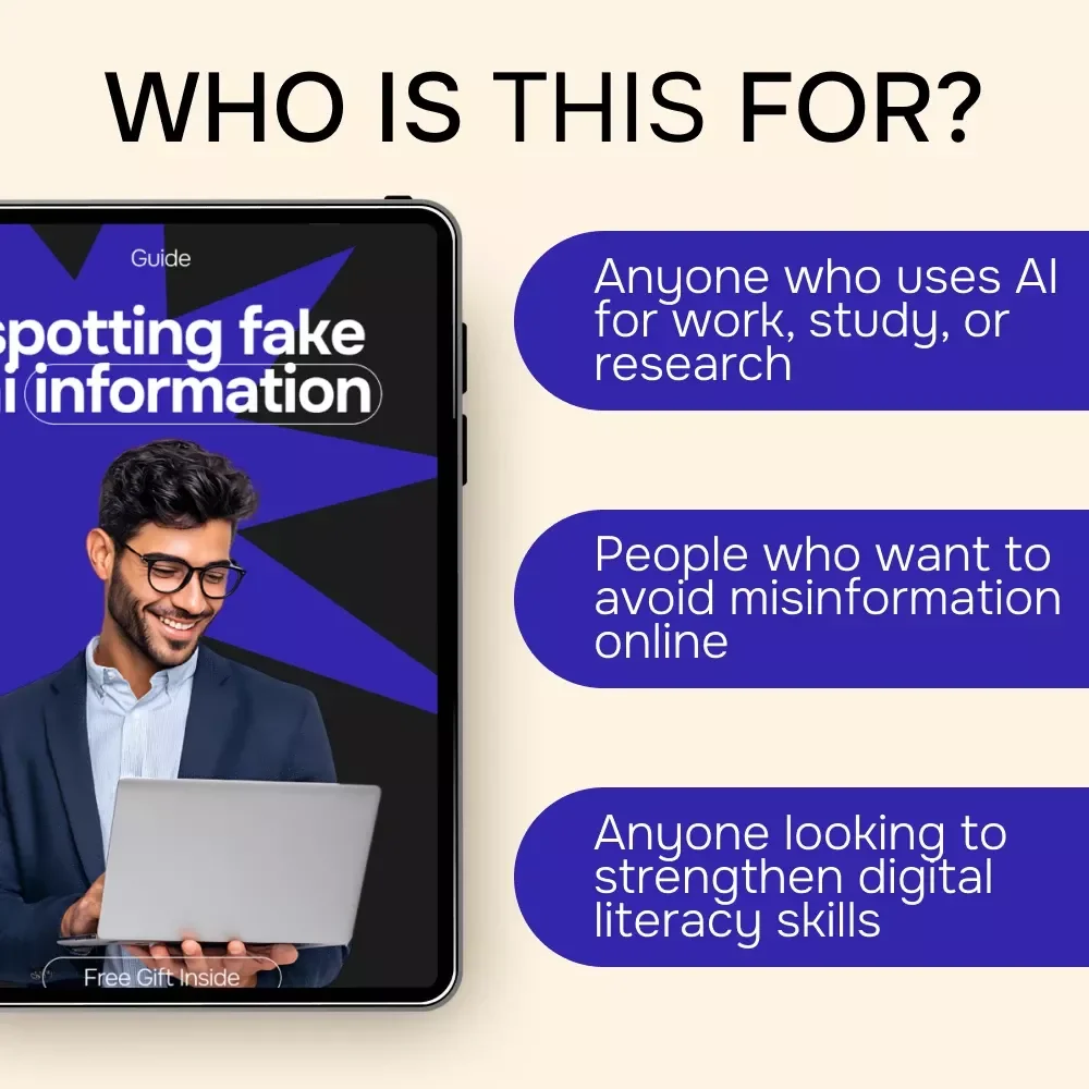 Spotting Fake AI Information – AI Misinformation Guide, Fact-Checking Digital Download, Media Literacy eBook, AI Hallucination Detection Checklist, Online Research Skills Toolkit