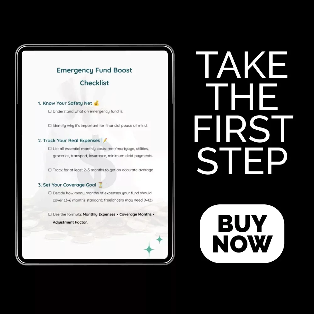 Emergency Fund Boost Checklist | How to Calculate Emergency Fund | Printable Financial Planning Checklist for Savings, Budgeting & Money Management