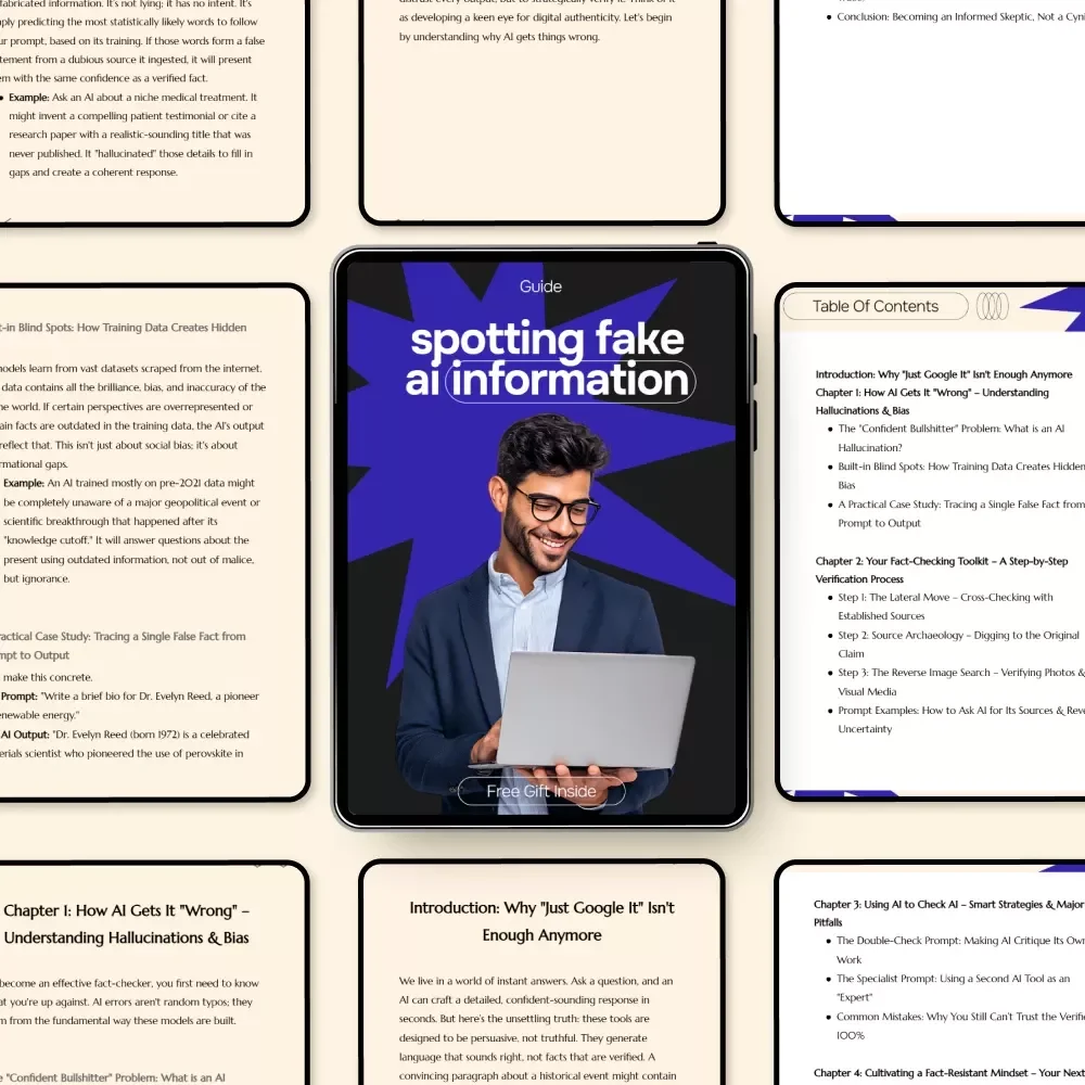 Spotting Fake AI Information – AI Misinformation Guide, Fact-Checking Digital Download, Media Literacy eBook, AI Hallucination Detection Checklist, Online Research Skills Toolkit