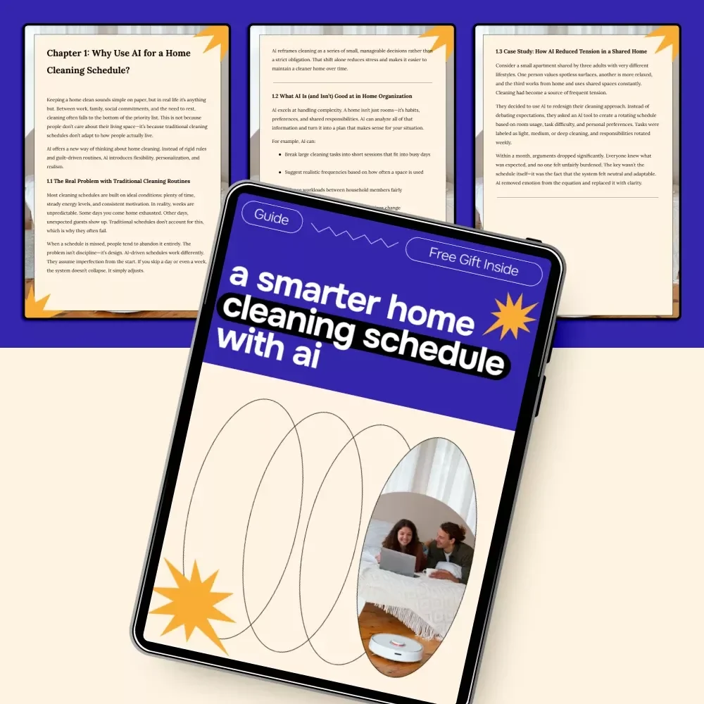 A Smarter Home Cleaning Schedule with AI – Digital Download Guide, AI Home Cleaning Schedule Planner, Smart Cleaning Routine eBook, Printable Checklist, Instant Download