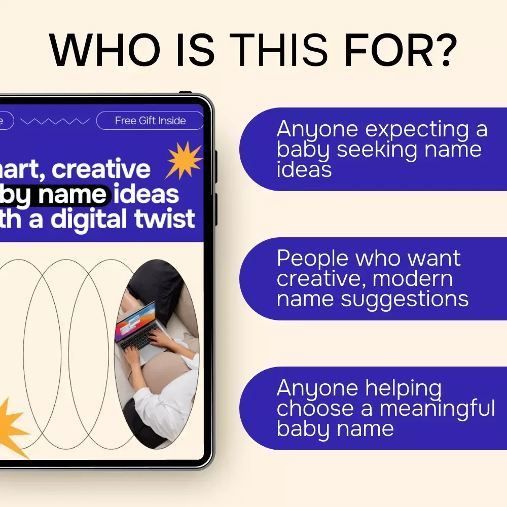 Smart, Creative Baby Name Ideas with a Digital Twist | AI Baby Naming Guide, eBook, Checklist for Unique Baby Names