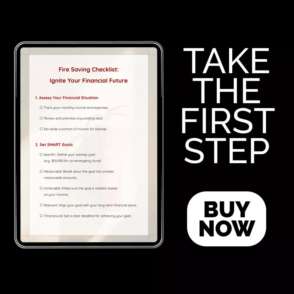 Fire Saving Checklist: Ignite Your Financial Future | Printable Financial Planning Checklist Explaining What Is Fire Saving, Smart Savings Tracker, Digital Download