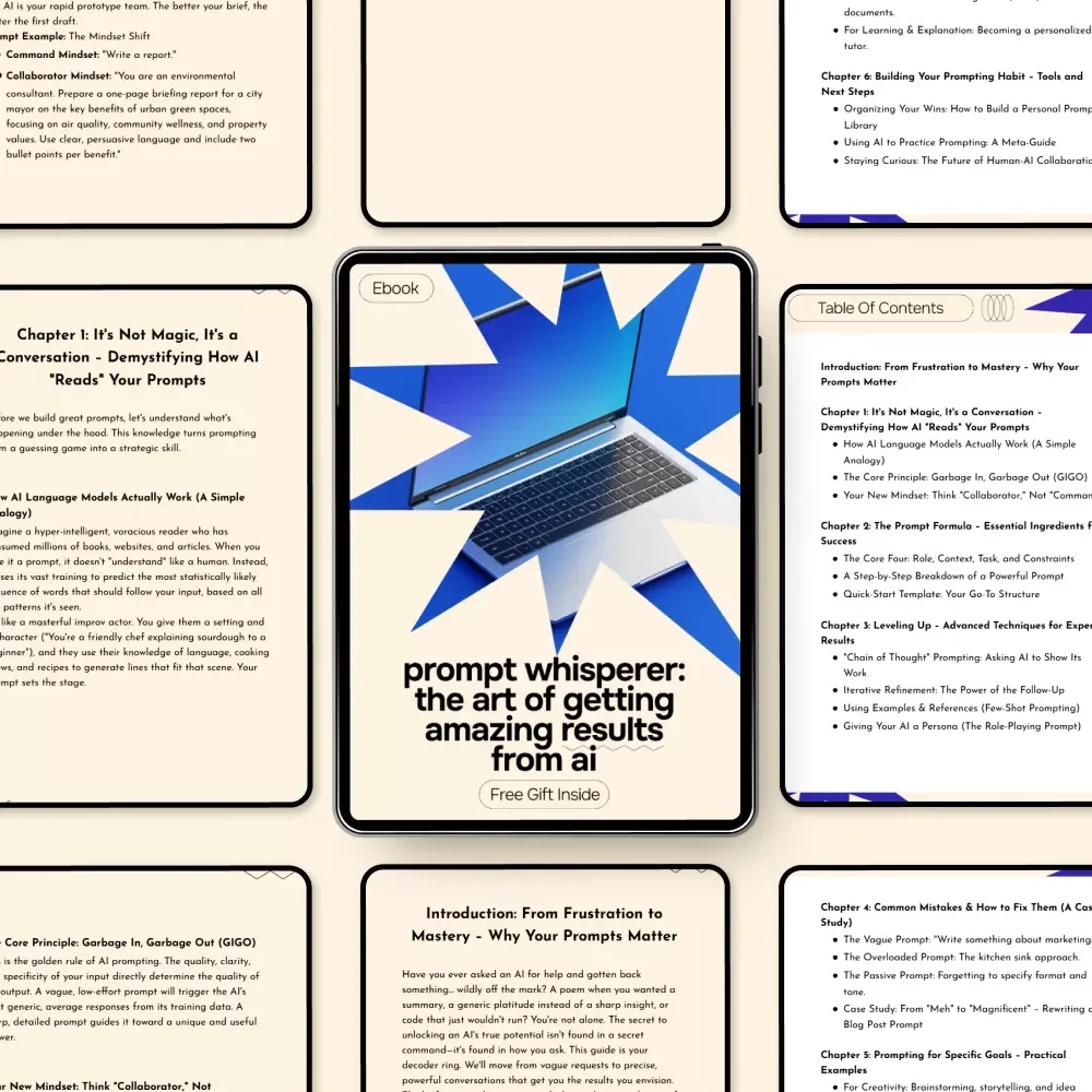 Prompt Whisperer: The Art of Getting Amazing Results from AI – AI Prompt Guide, ChatGPT Prompting eBook, Prompt Engineering Checklist for Better AI Results
