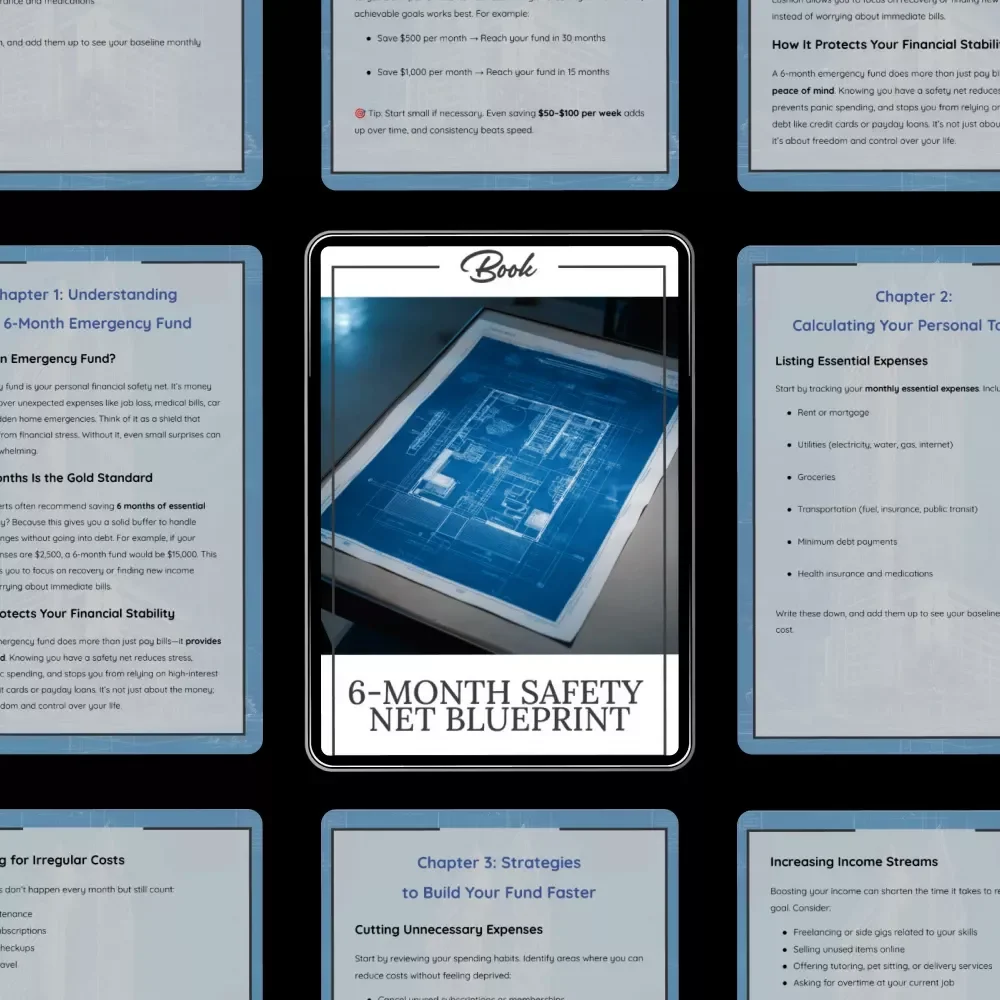 6-Month Safety Net Blueprint | Emergency Fund eBook | Build a 6 Month Emergency Fund | Financial Planning eBook for Stability & Security